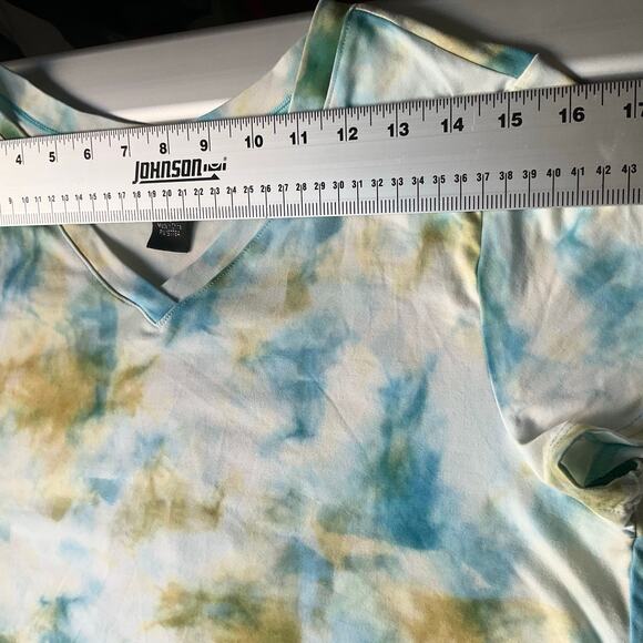 Lildy Women’s Set of Short Sleeve T-shirt & shorts, size S-M, Tie Dye White Blue - Picture 2 of 13